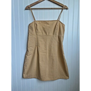 Garage Yellow Gingham Mini Dress Women's Medium Checkered Skater Picnic